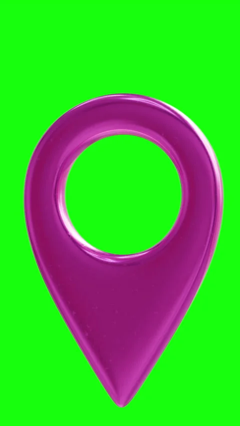 Pink Location Marker Shown in Four Sizes on Black and Green Background Stock Footage 320245182