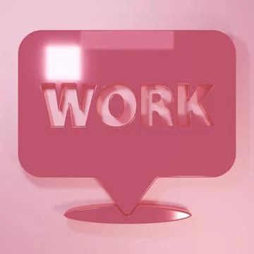 Pink Location with text work icon isolated on pink background. Minimalism c.. Stock Illustration