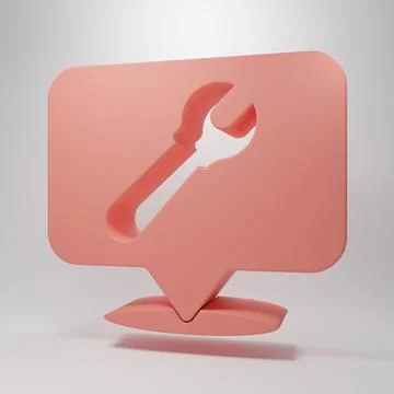 Pink Location with wrench spanner icon isolated on pink background. Adjusti.. Stock Illustration