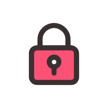 Pink lock icon on white background Illustrazione stock