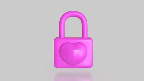 The Pink lock for security concept 3d Rendering.. Stockillustratie