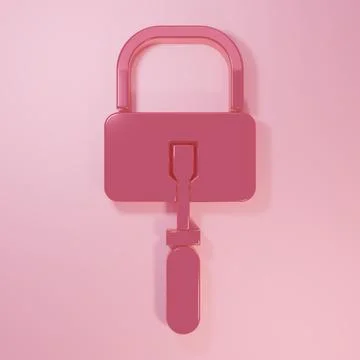 Pink Lockpicks or lock picks for lock picking icon isolated on pink backgro.. Stock Illustration
