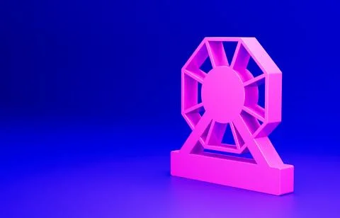 Pink Lottery machine icon isolated on blue background. Lotto bingo game of luck Stock Illustration