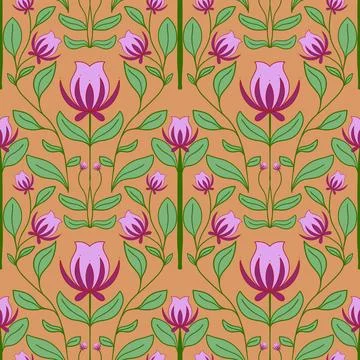 Pink Lotus Repeat Pattern 스톡 일러스트