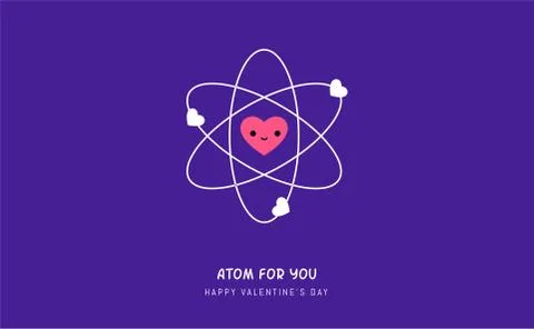 The pink love atom. Valentine's vector illustration Stock Illustration