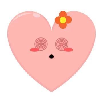 Pink Love Character with Dizzy Expression Stock Illustration