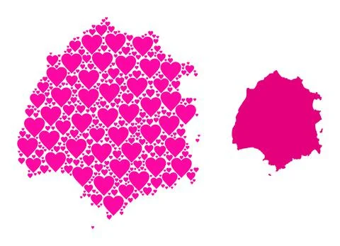Pink Love Heart Collage Map of Thassos Island Stock Illustration
