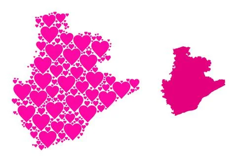 Pink Love Heart Pattern Map of Barcelona Province Stock Illustration