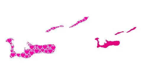 Pink Love Heart Pattern Map of Cayman Islands 스톡 일러스트