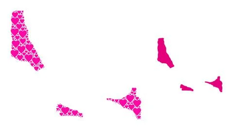 Pink Love Heart Pattern Map of Comoros Islands 스톡 일러스트