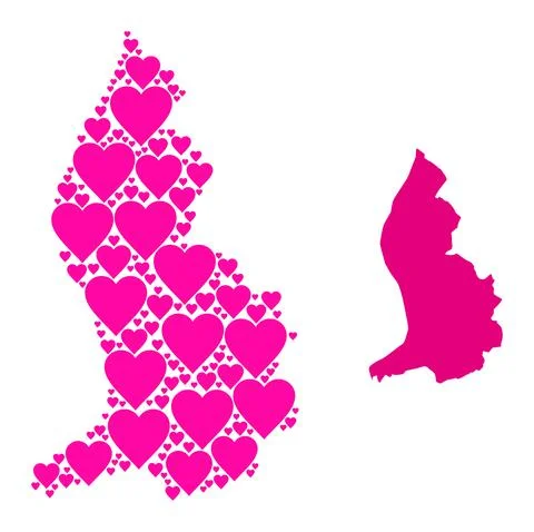 Pink Love Heart Pattern Map of Liechtenstein イラスト素材