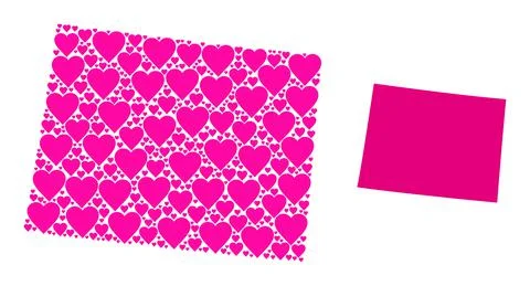 Pink Love Heart Pattern Map of Wyoming State 스톡 일러스트