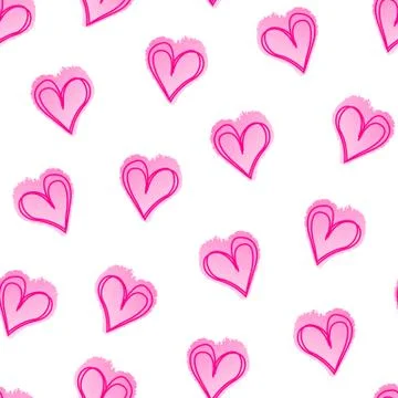 Pink love hearts in a seamless pattern Stock Illustration