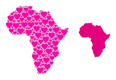 Pink Love Pattern Map of Africa Illustrazione stock