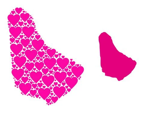 Pink Love Pattern Map of Barbados Illustrazione stock