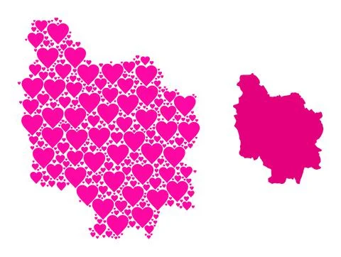 Pink Love Pattern Map of Burgundy Province Stock Illustration