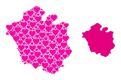 Pink Love Pattern Map of Chandigarh City イラスト素材
