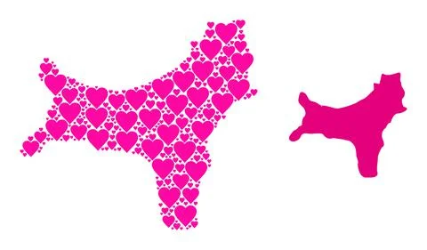 Pink Love Pattern Map of Christmas Island Illustrazione stock