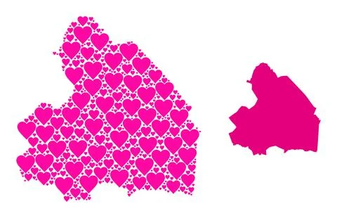 Pink Love Pattern Map of Drenthe Province Illustrazione stock