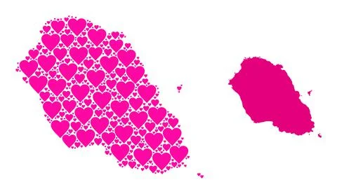 Pink Love Pattern Map of Graciosa Island 스톡 일러스트