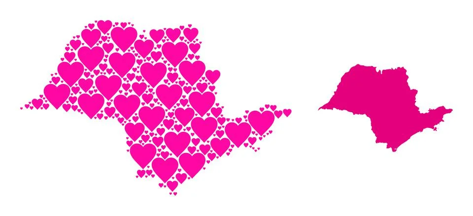 Pink Love Pattern Map of Sao Paulo State Stockillustratie
