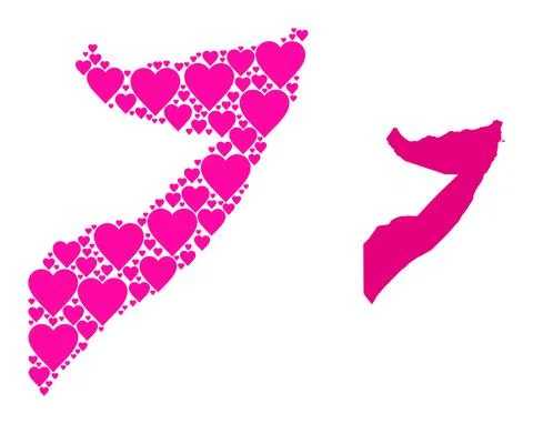 Pink Love Pattern Map of Somalia Illustrazione stock