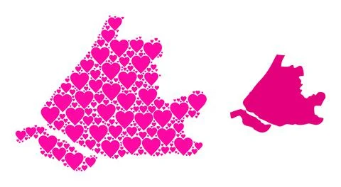 Pink Love Pattern Map of South Holland 스톡 일러스트