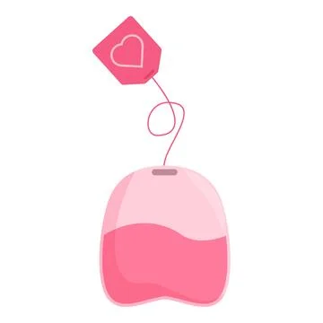 Pink love tea bag diffusing in hot water Stock Illustration