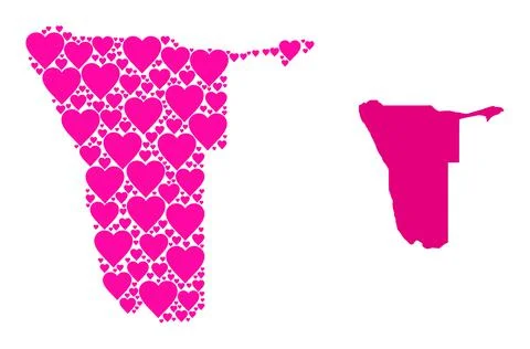 Pink Lovely Collage Map of Namibia Illustrazione stock