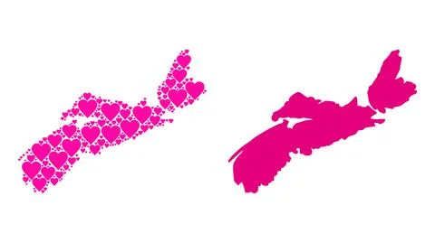 Pink Lovely Pattern Map of Nova Scotia Province Illustrazione stock
