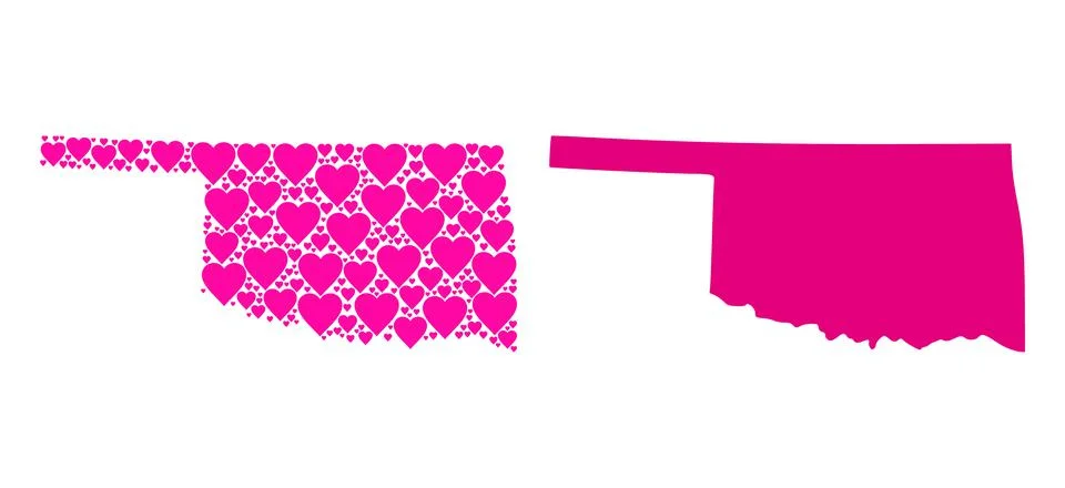 Pink Lovely Pattern Map of Oklahoma State Illustrazione stock