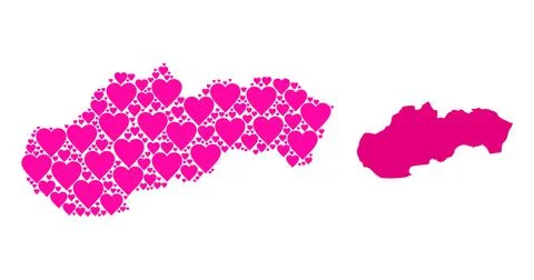 Pink Lovely Pattern Map of Slovakia Illustrazione stock