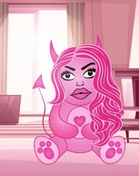 Pink loving devil soft toy Stock Illustration
