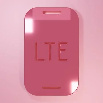Pink LTE network icon isolated on pink background. Minimalism concept. 3D r.. Stock Illustration