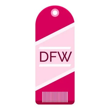 Pink luggage tag with dfw code for dallasfort worth international airport, sy Illustrazione stock