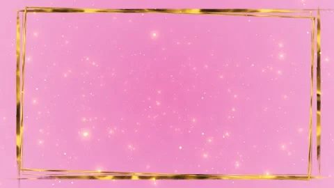 Pink luxury background golden rectangle frame, glowing particles, pastel shine, Stock Footage 340401930