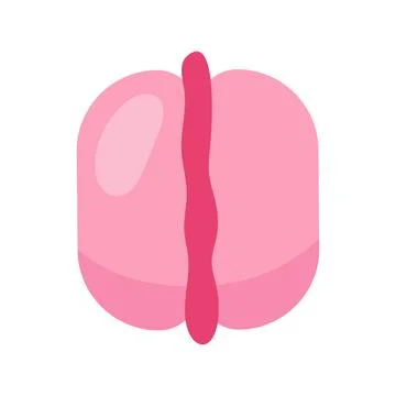 Pink macaron with cream semi flat color vector object Stock Illustration