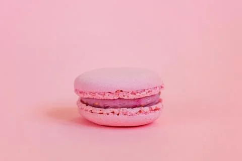 Pink macaron on pink background Stock-Fotos