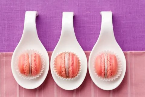 Pink macarons in a box Stock Photos