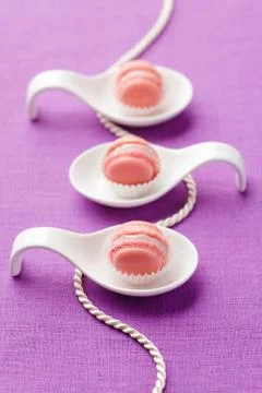 Pink macarons in a box Stock Photos