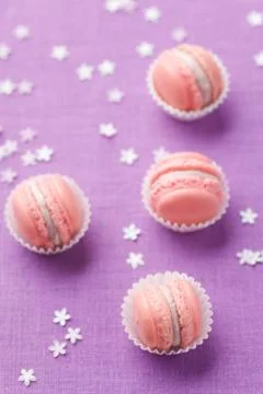 Pink macarons in a box Stock Photos