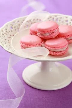 Pink macarons in a box Stock Photos