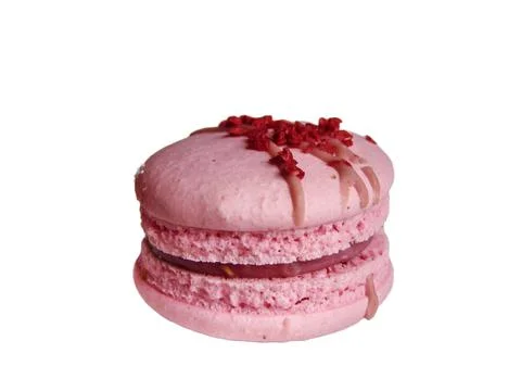 Pink Macaroon isolated on white background Photos