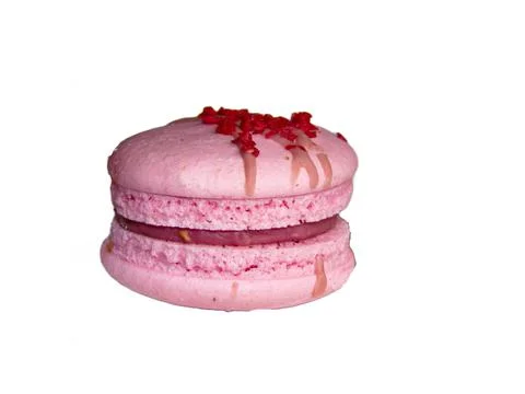 Pink Macaroon isolated on white background Photos