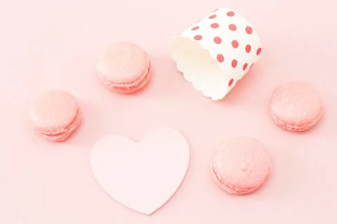 Pink macaroons with the blank  note Фото