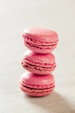 Pink macaroons french sweets stack Stock Photos