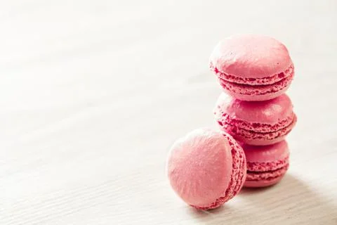 Pink macaroons french sweets stack Stock Photos