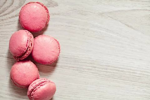 Pink macaroons french sweets stack Stock Photos