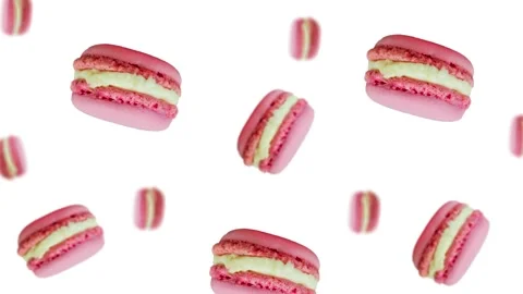 Pink Macaroons Heart cookie flying and wiggle. 4k - Valentine's Stock Footage 168618765