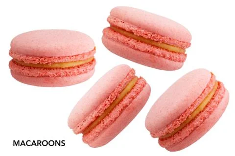 Pink macaroons on white background Stock Photos